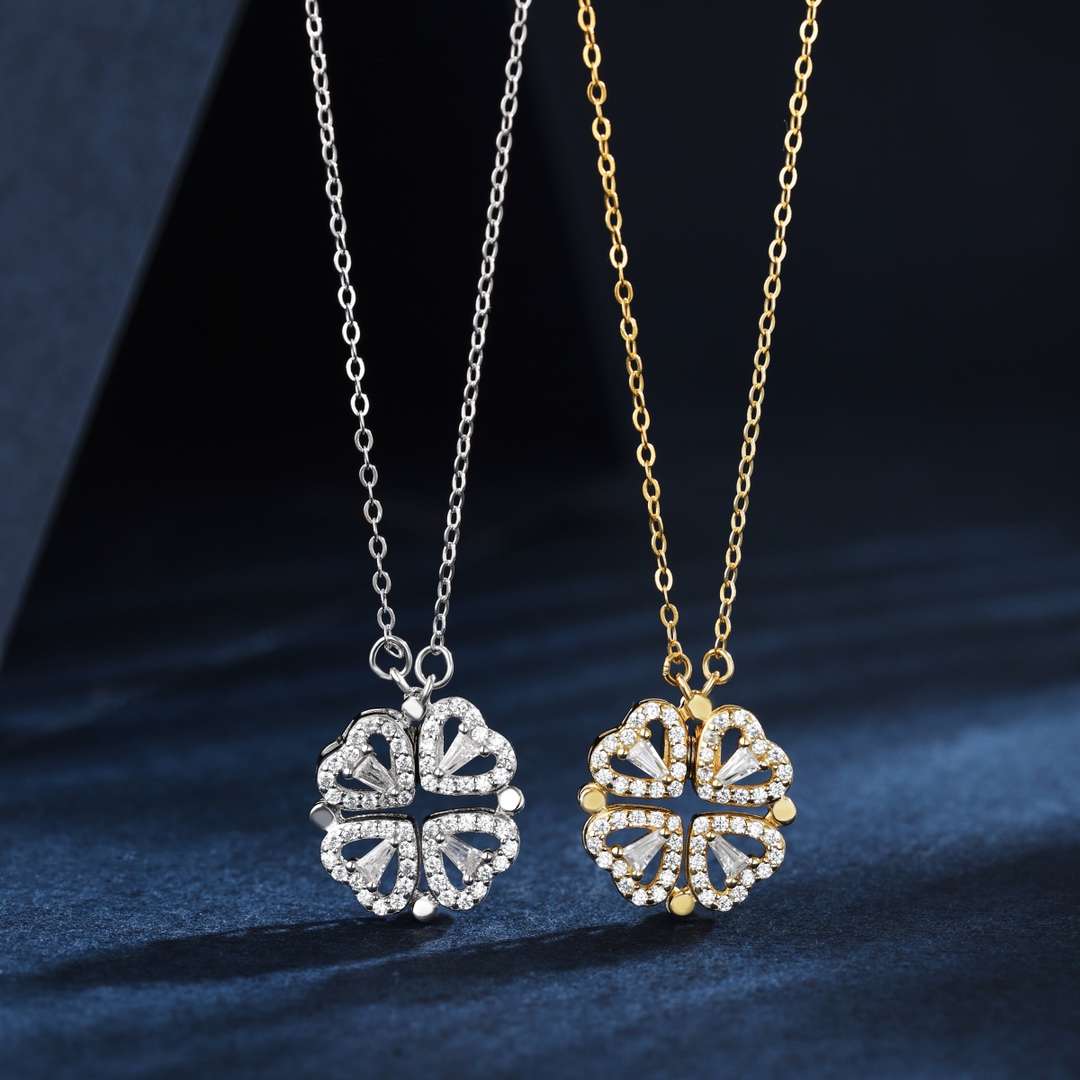 [Clover Jewelrys]Ornate Heart Cut Flower Shape Necklace