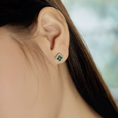 [Clover Jewelrys]Four-Leaf Clover Flower Shaped Earrings