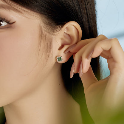 [Clover Jewelrys]Four-Leaf Clover Flower Shaped Earrings