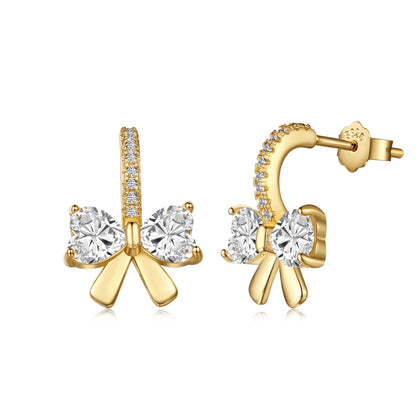 [Clover Jewelrys]Exquisite Earrings With Heart-Shaped Bow Design