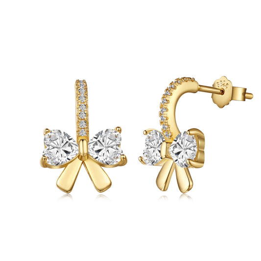 [Clover Jewelrys]Exquisite Earrings With Heart-Shaped Bow Design