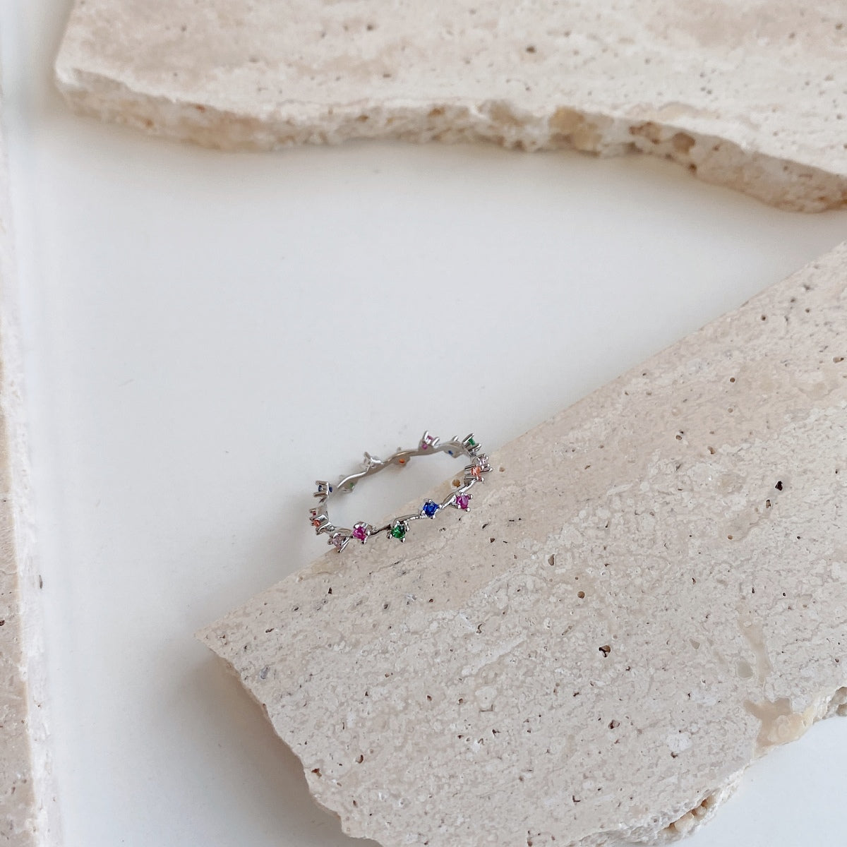 [Clover Jewelrys]Radiant Colorful Round Cut Daily Ring