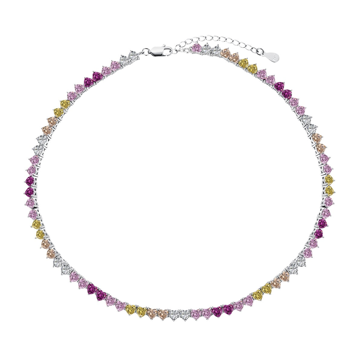 [Clover Jewelrys]Sparkling Colorful Full Heart Tennis Necklace