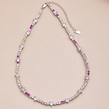 [Clover Jewelrys]Delicate Colorful Rainbow Tennis Chain