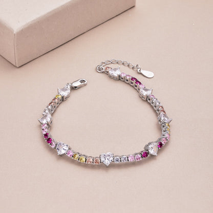 [Clover Jewelrys]Romantic Heart Shape Round Cut Lover Bracelet