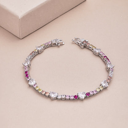 [Clover Jewelrys]Romantic Heart Shape Round Cut Lover Bracelet