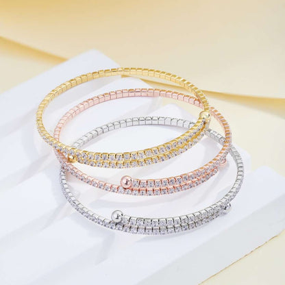 [Clover Jewelrys]Row of Diamonds Round Fashion Bracelet