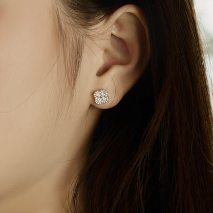 [Clover Jewelrys]Four-Leaf Clover Flower Shaped Earrings