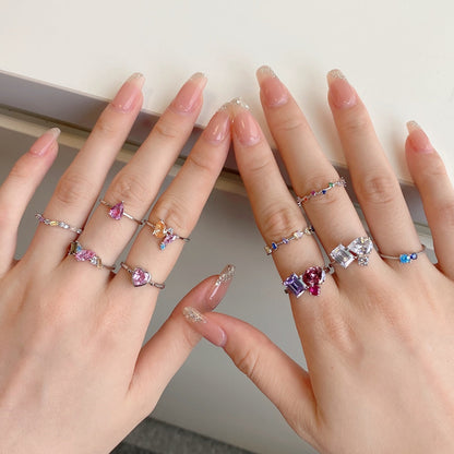 [Clover Jewelrys]Radiant Colorful Multi Cut Daily Ring