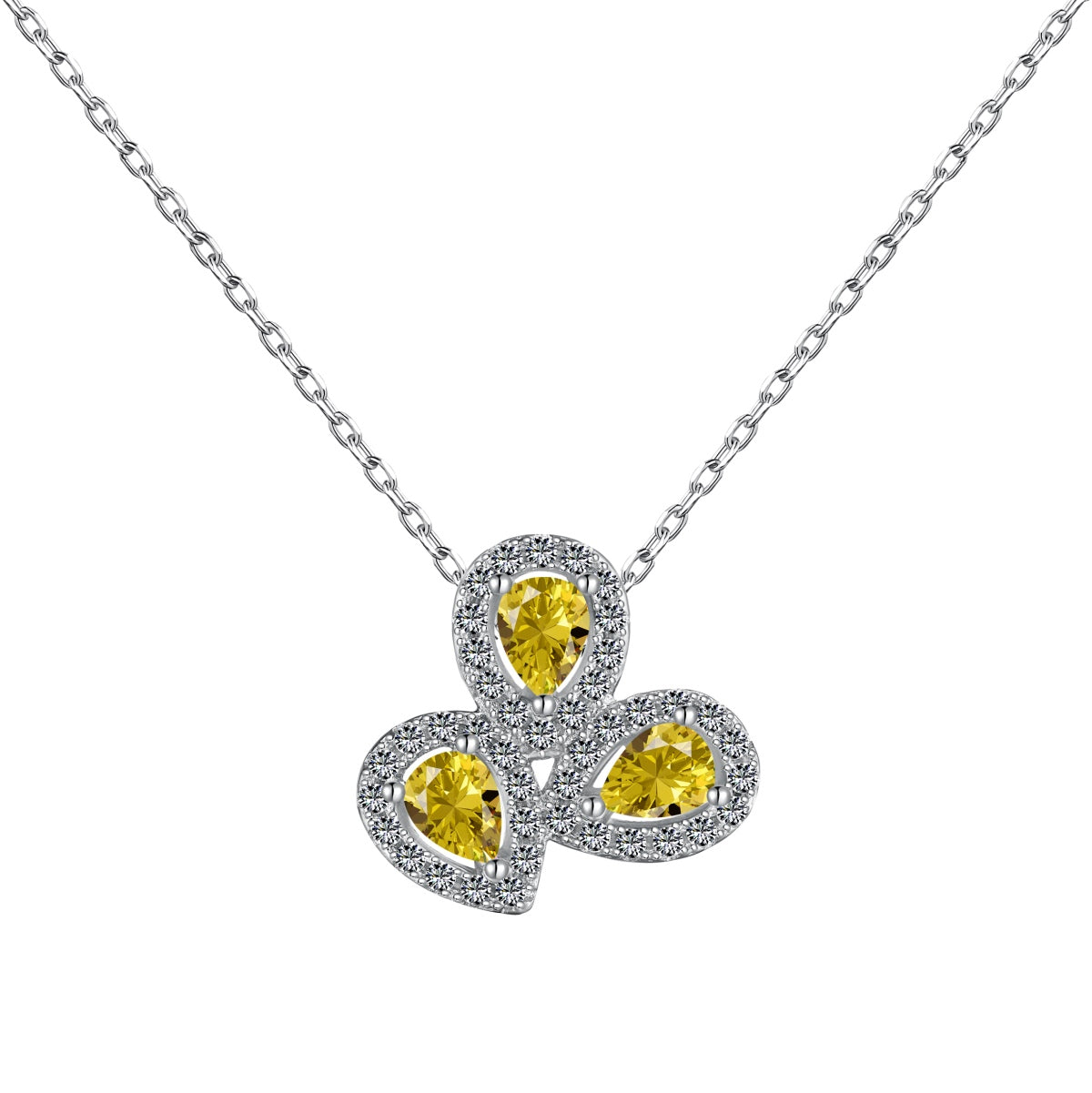 [Clover Jewelrys]Elegant Flower Shape Pear Cut Necklace