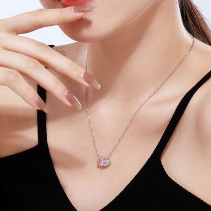 [Clover Jewelrys]Dazzling Square & Heart Shape Necklace