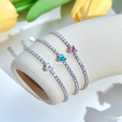 [Clover Jewelrys]0.5 Carat Elegant Romantic Heart Shape Lover Bracelet