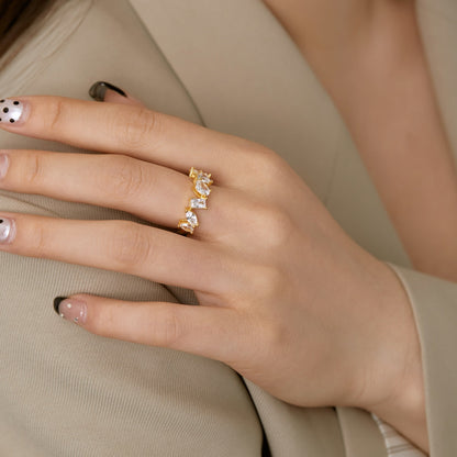 [Clover Jewelrys]Delicate Multi Cut Ring