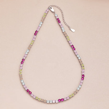 [Clover Jewelrys]Delicate Colorful Tennis Necklace