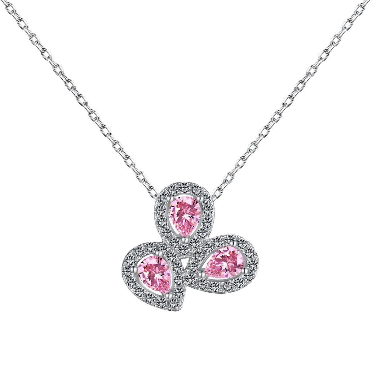 [Clover Jewelrys]Elegant Flower Shape Pear Cut Necklace