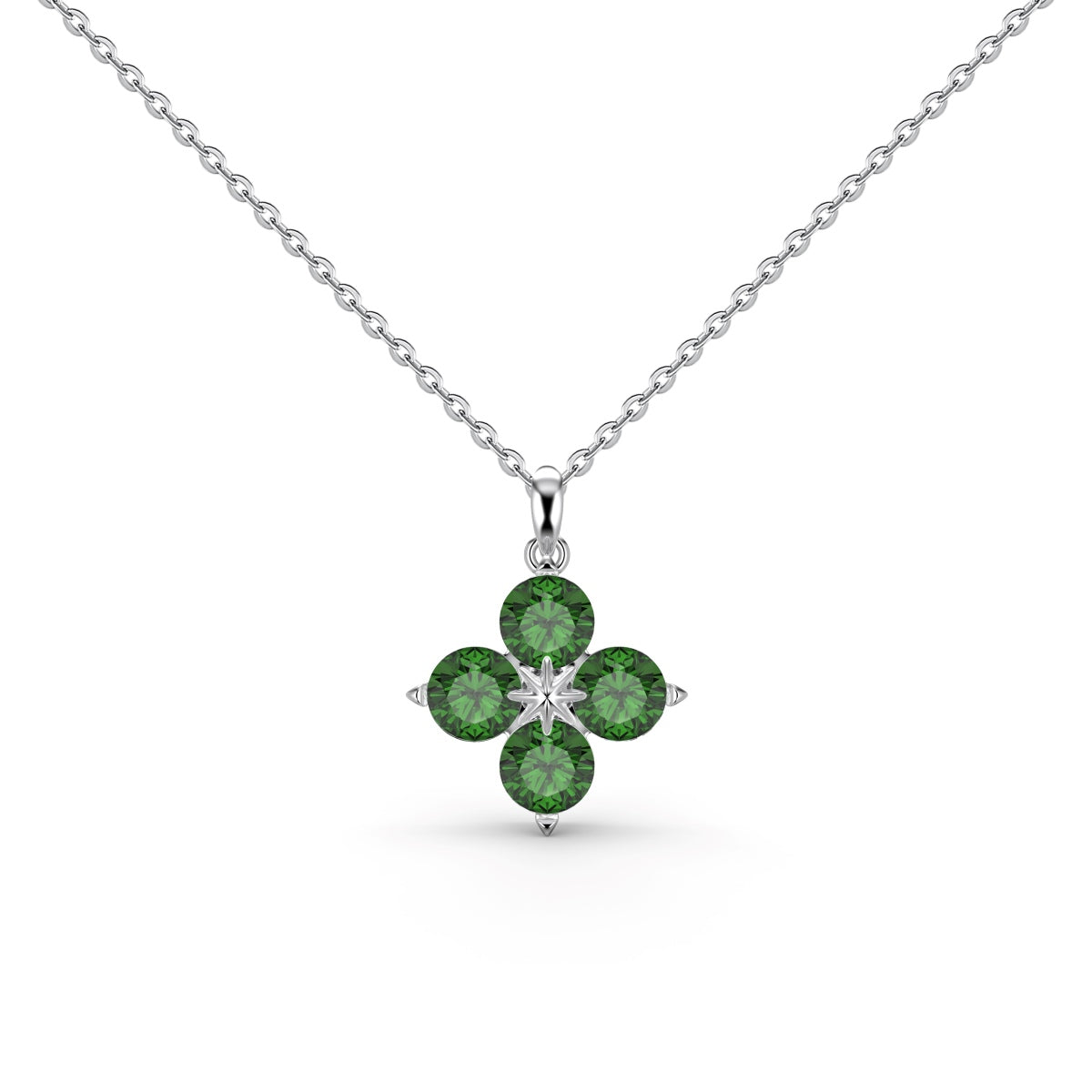 [Clover Jewelrys]Four-Leaf Clover And Eight-Pointed Star Necklace