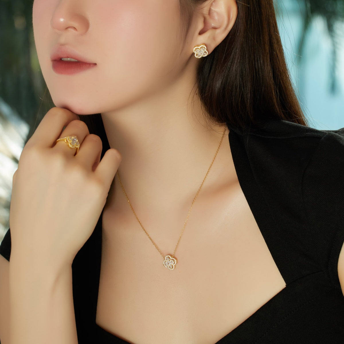 [Clover Jewelrys]Spliced Lucky Four-Leaf Clover Versatile Necklace