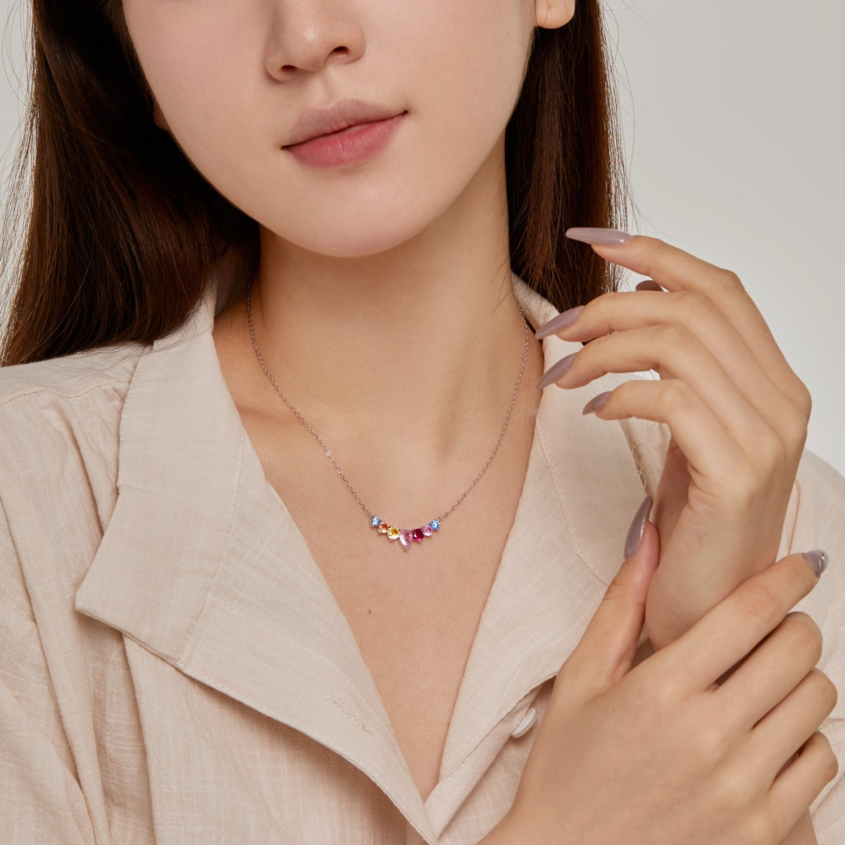 [Clover Jewelrys]Dainty Colorful Heart Necklace