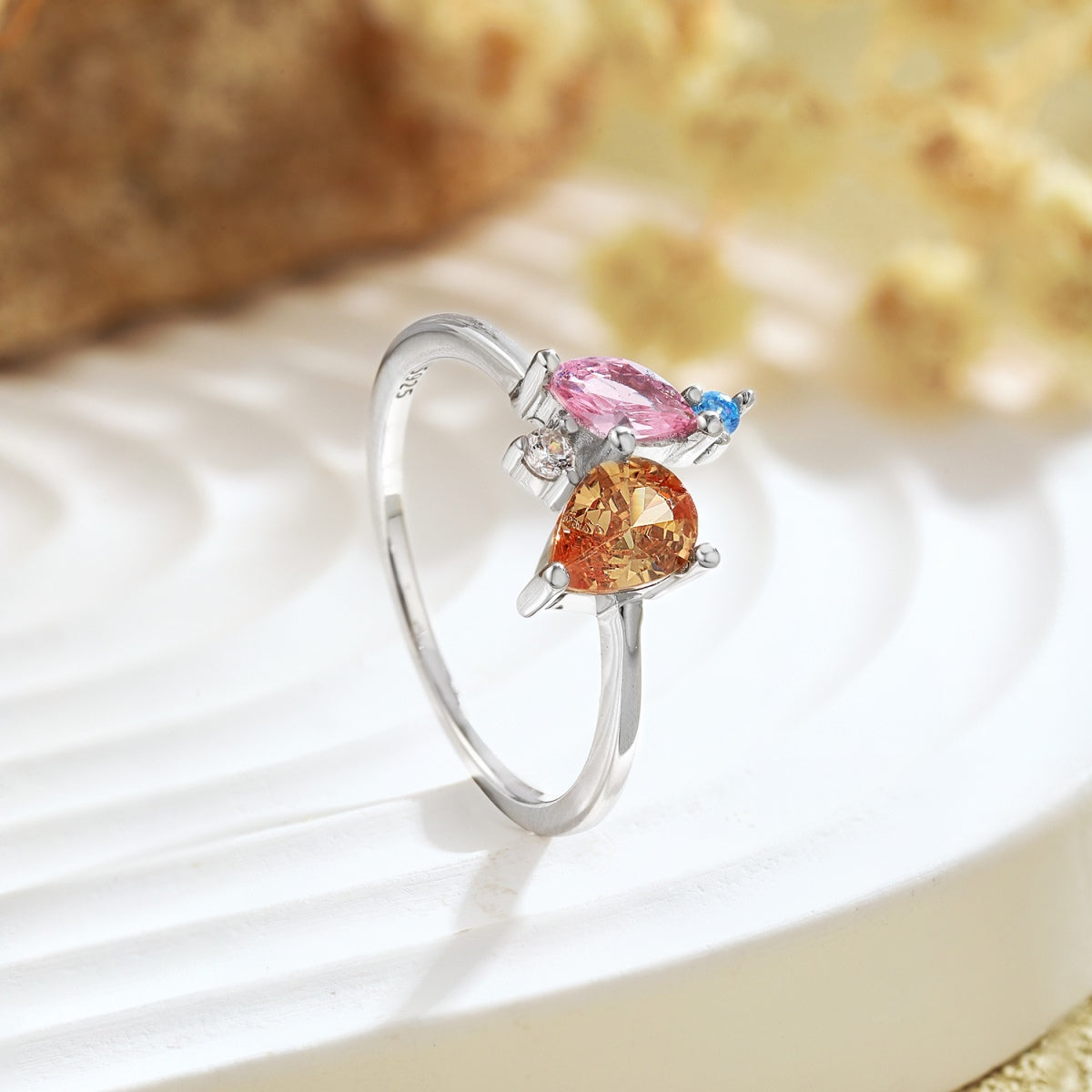 [Clover Jewelrys]Radiant Colorful Multi Cut Daily Ring