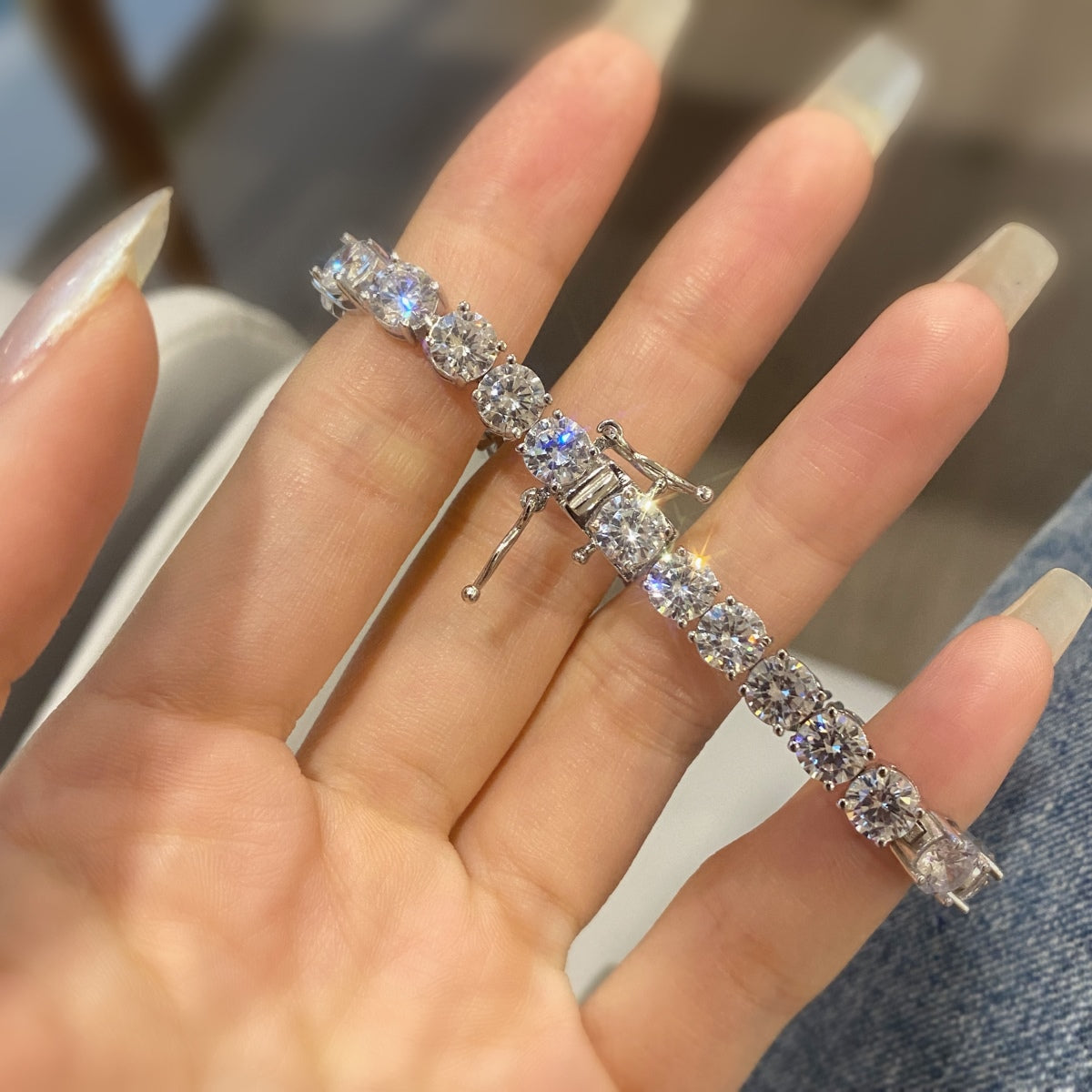 [Clover Jewelrys]0.75 Carat Dazzling Round Cut Wedding Bracelet