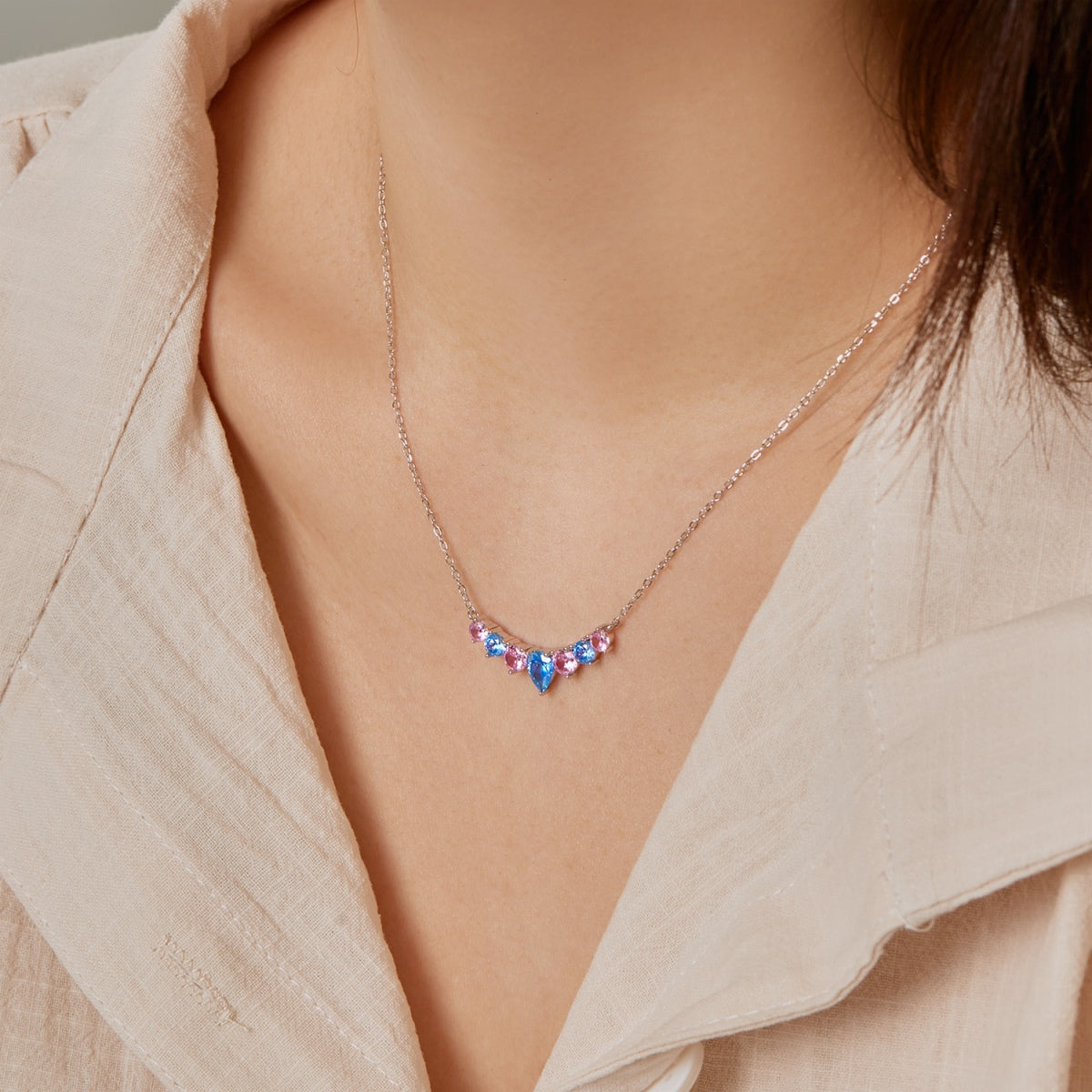 [Clover Jewelrys]Dainty Colorful Heart Necklace