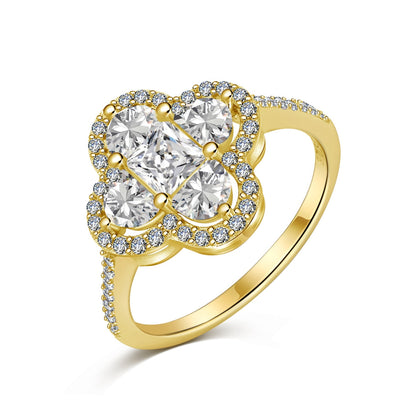 [Clover Jewelrys]Luxurious Eternity Flower Shape Banquet Ring