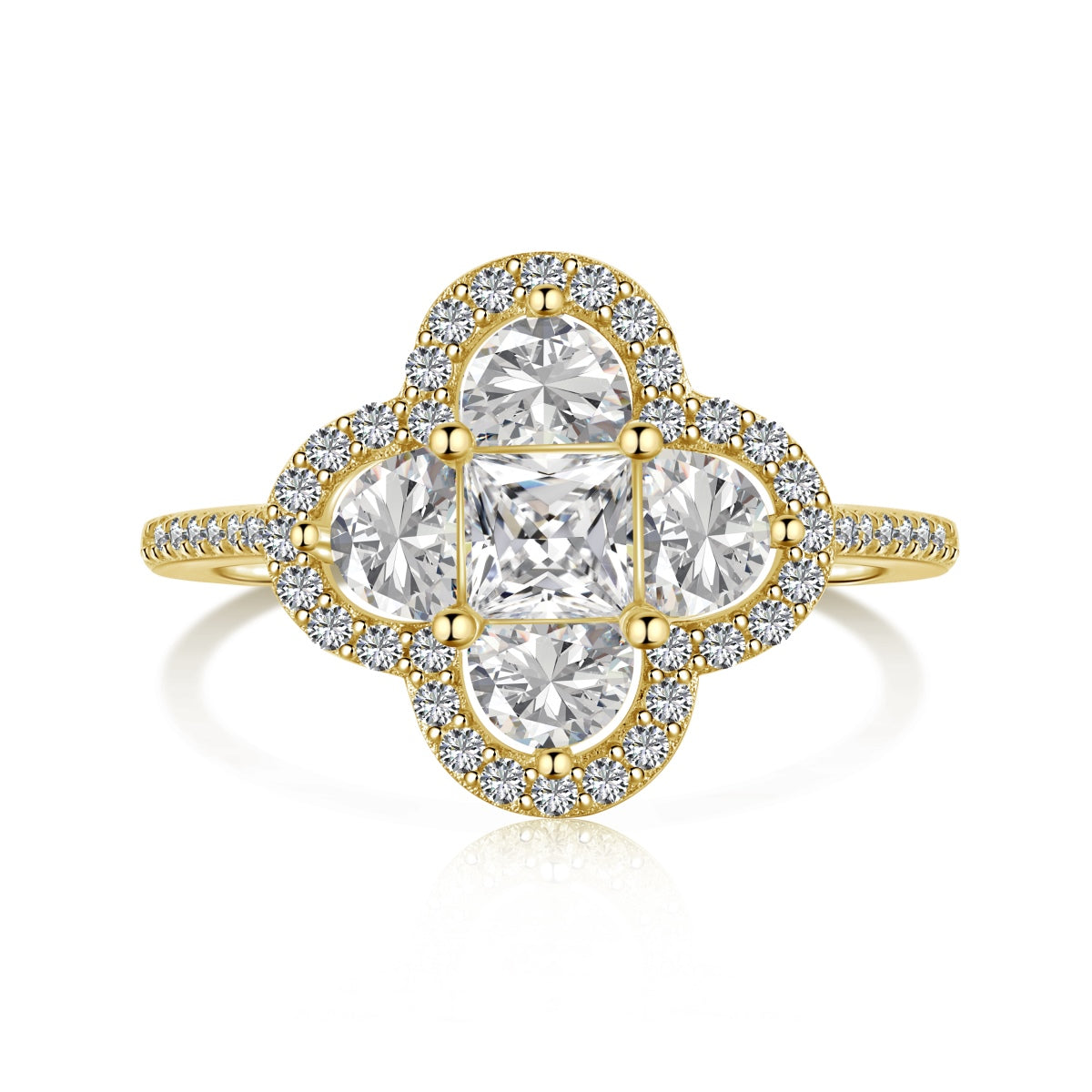 [Clover Jewelrys]Luxurious Eternity Flower Shape Banquet Ring