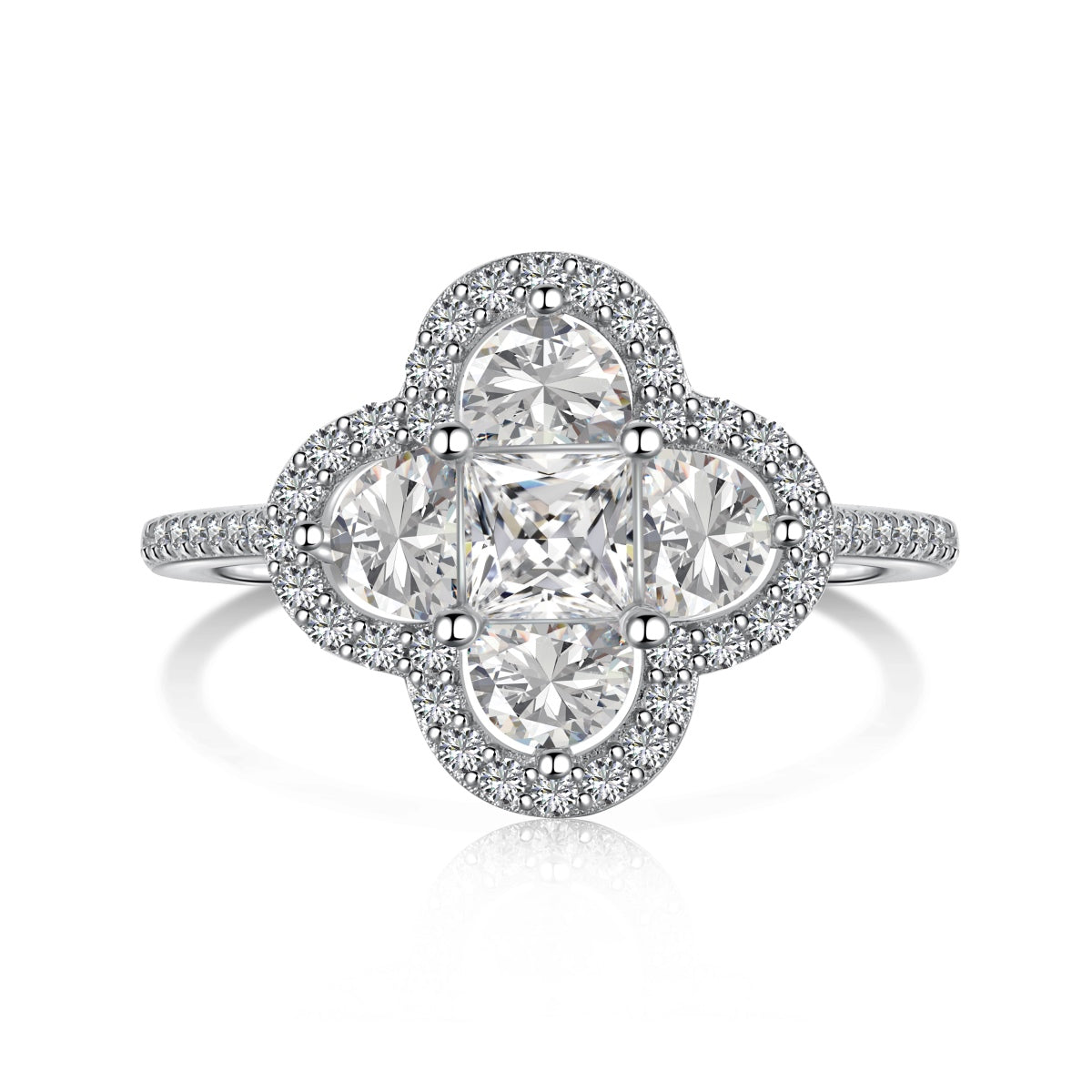 [Clover Jewelrys]Luxurious Eternity Flower Shape Banquet Ring