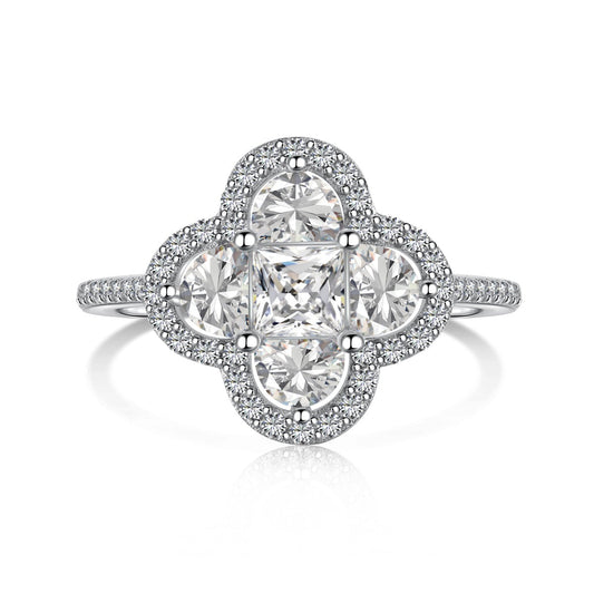 [Clover Jewelrys]Luxurious Eternity Flower Shape Banquet Ring