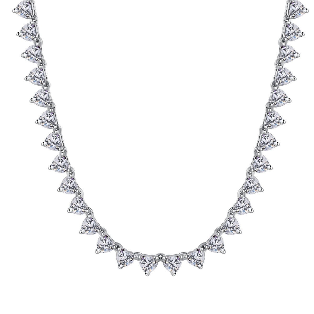 [Clover Jewelrys]Ornate Heart Cut Tennis Necklace