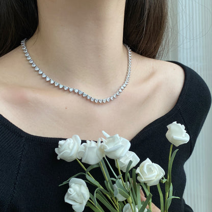 [Clover Jewelrys]Ornate Heart Cut Tennis Necklace