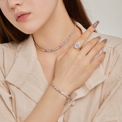 [Clover Jewelrys]Sparkling Colorful Water Drop Shape Daily Ring