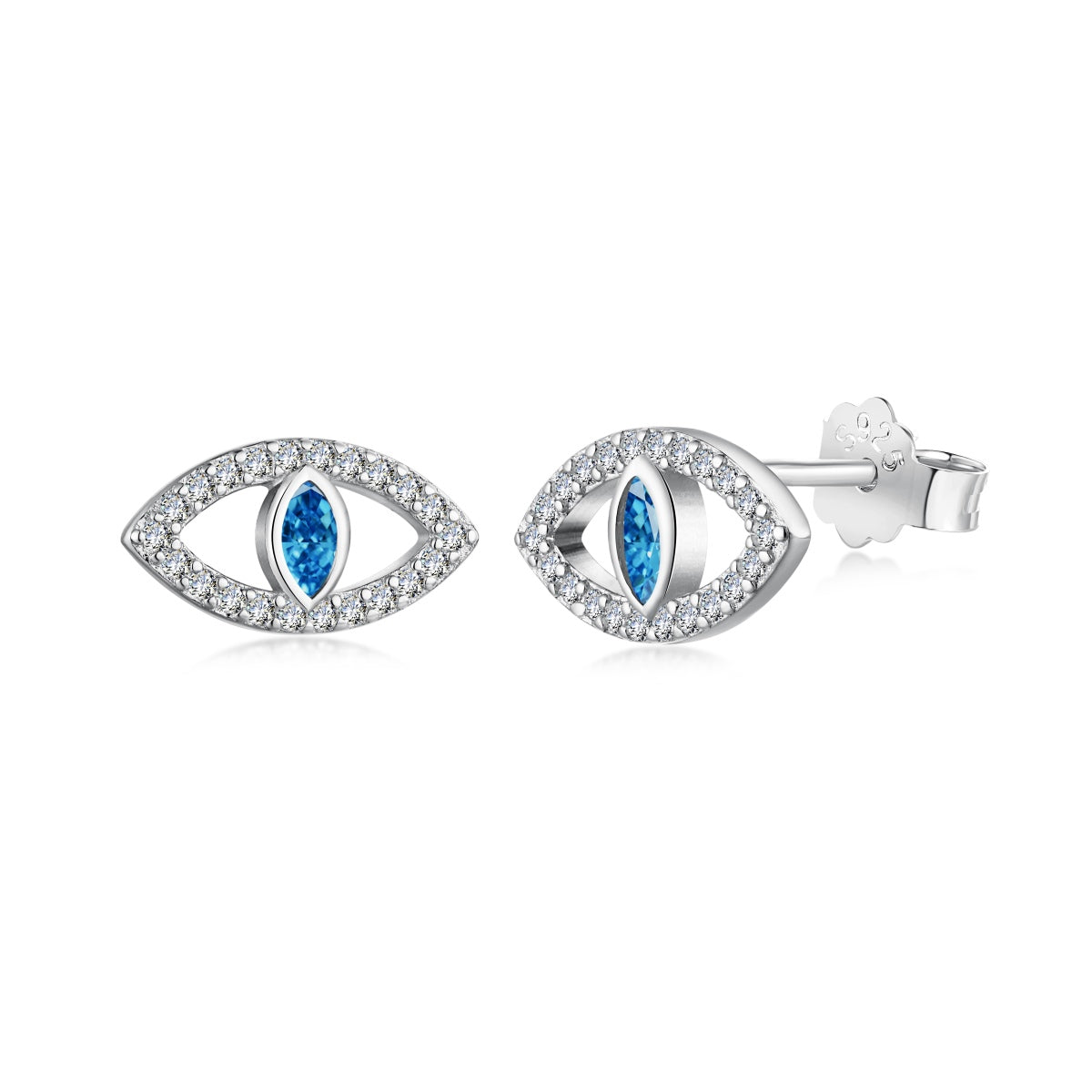 [Clover Jewelrys]Blue Devil Eyes Hollow Stud Earrings