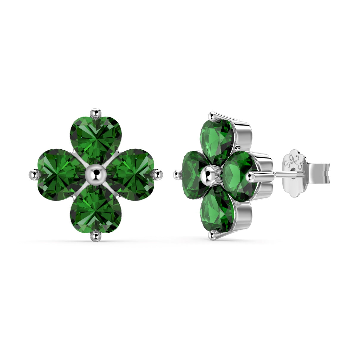 [Clover Jewelrys]Four-Leaf Clover Ball Earrings