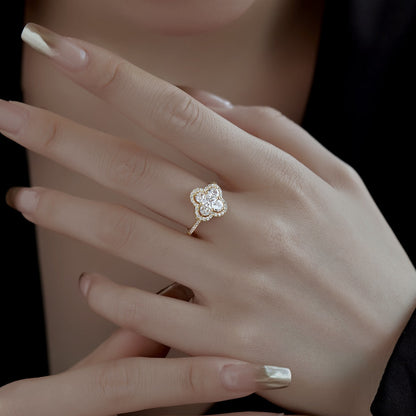 [Clover Jewelrys]Luxurious Eternity Flower Shape Banquet Ring