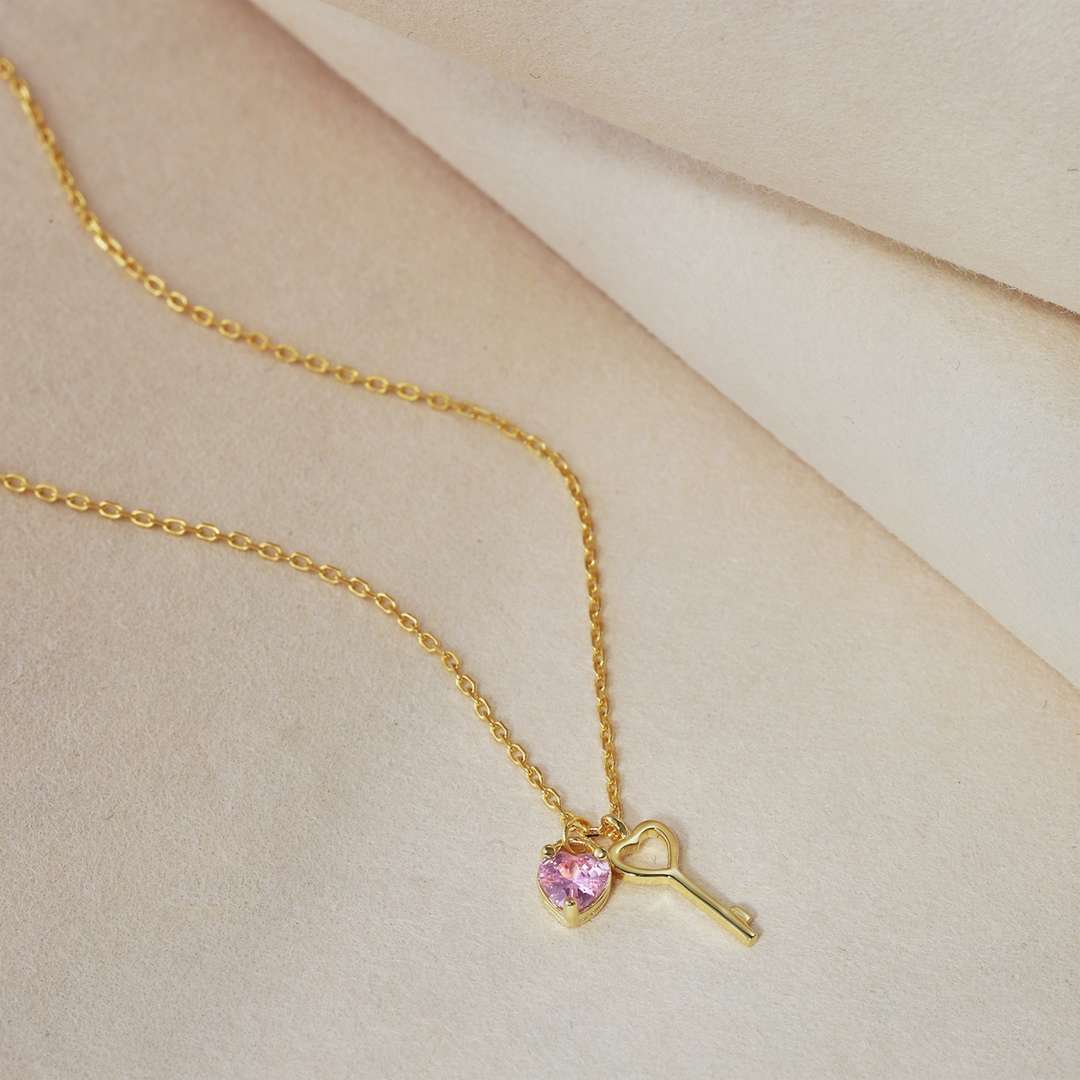 [Clover Jewelrys]Unique Heart Shape Key Pendent Necklace