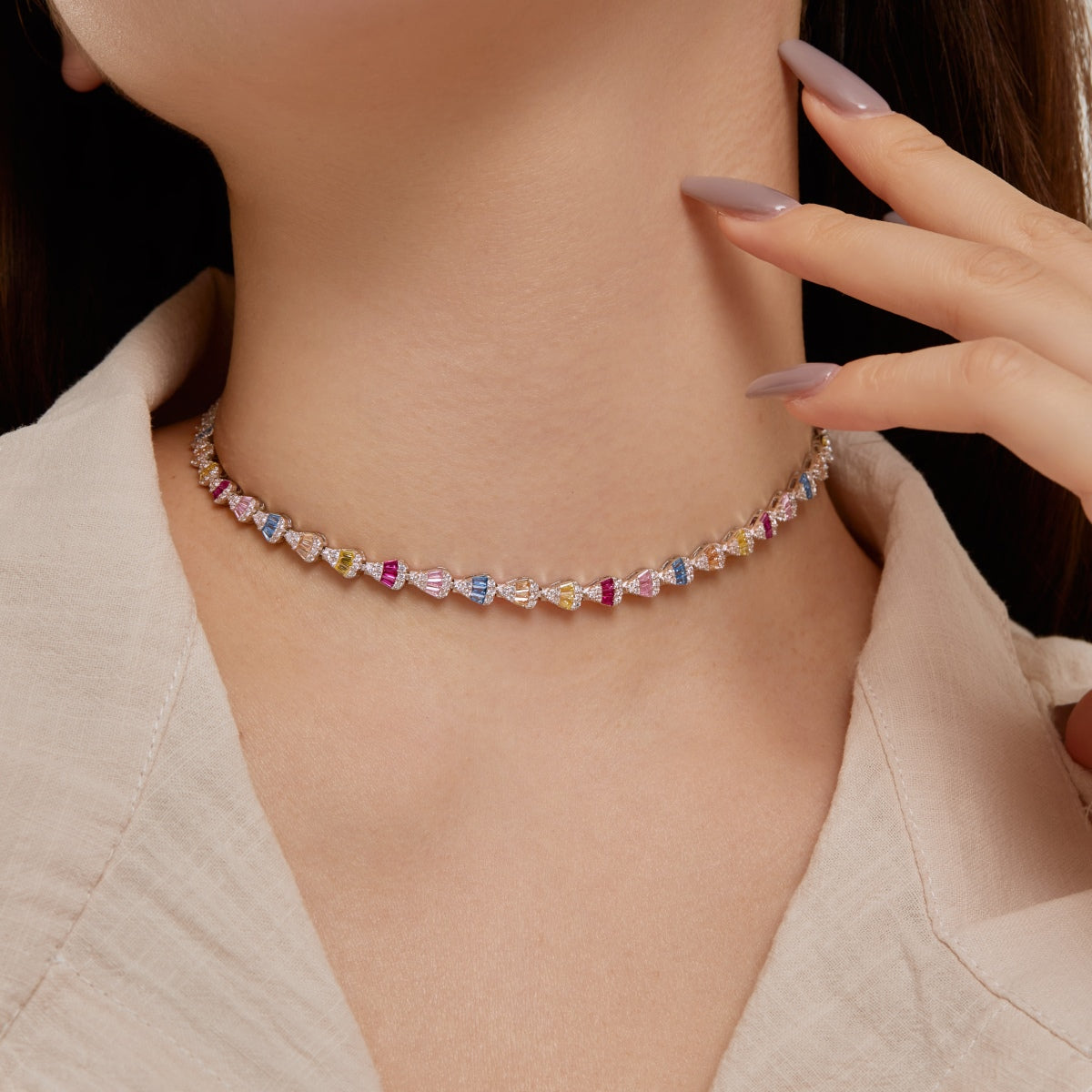 [Clover Jewelrys]Radiant Colorful Rainbow Necklace