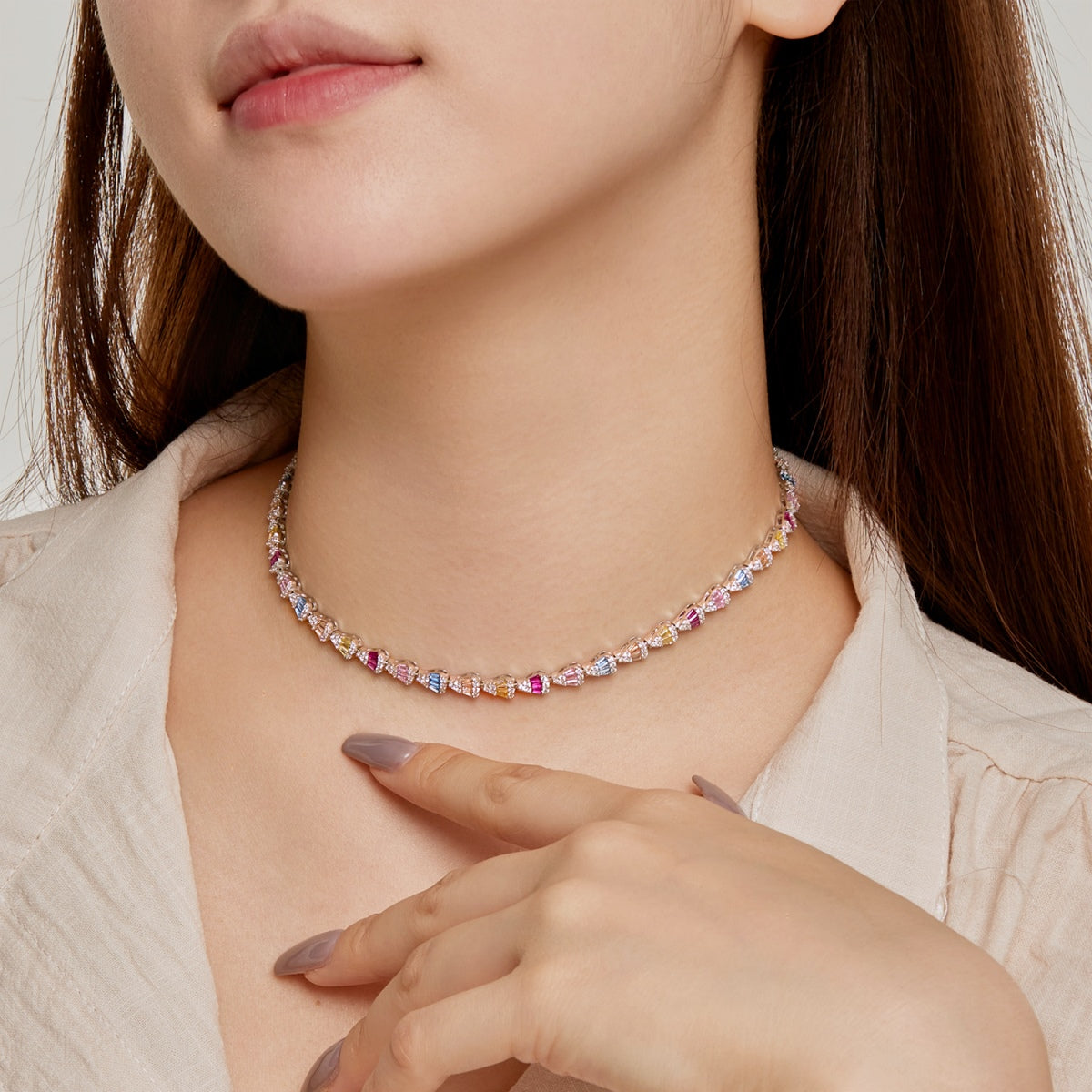 [Clover Jewelrys]Radiant Colorful Rainbow Necklace