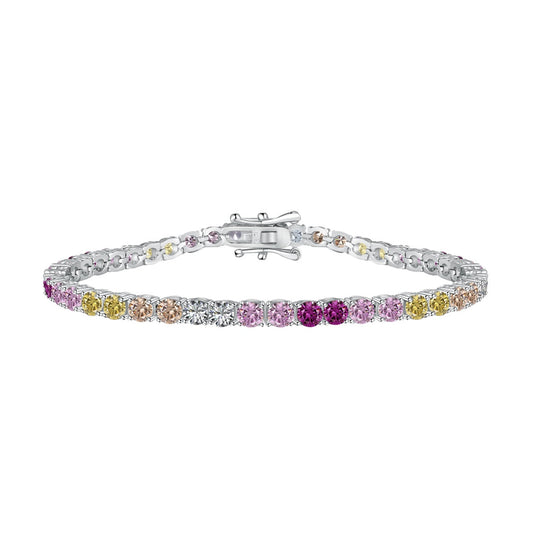 [Clover Jewelrys]Radiant Colorful Round Cut Tennis Bracelet