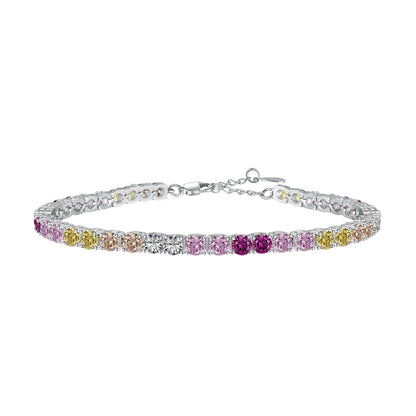 [Clover Jewelrys]Radiant Colorful Round Cut Tennis Bracelet