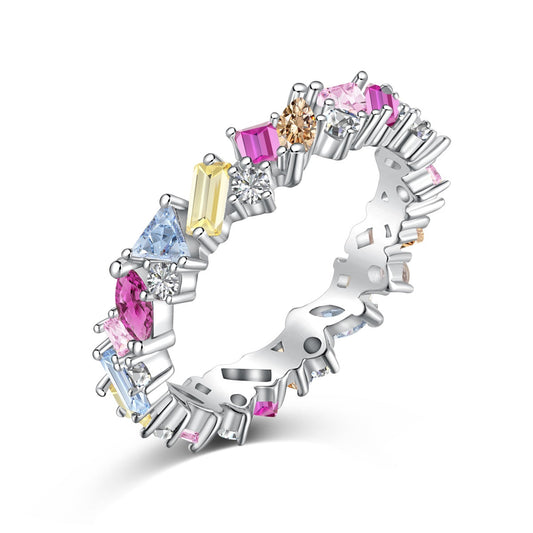 [Clover Jewelrys]Dazzling Polychromatic Multi cut Daily Ring