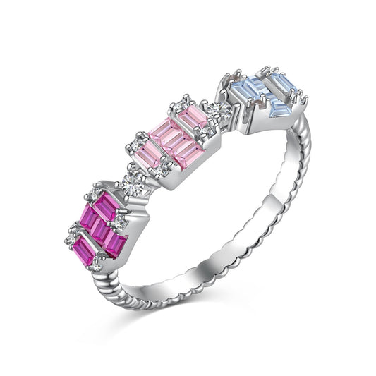 [Clover Jewelrys]Unique Colorful Emerald Cut Party Ring