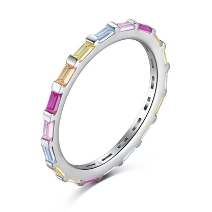 [Clover Jewelrys]Exquisite Multicolored Emerald Cut Daily Ring