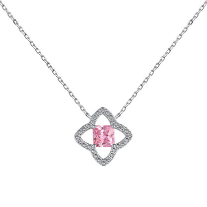 [Clover Jewelrys]Exquisite Flower Shape Princess Cut Necklace