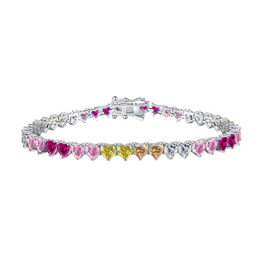 [Clover Jewelrys]Luxurious Colorful Romantic Heart Shape Lover Bracelet