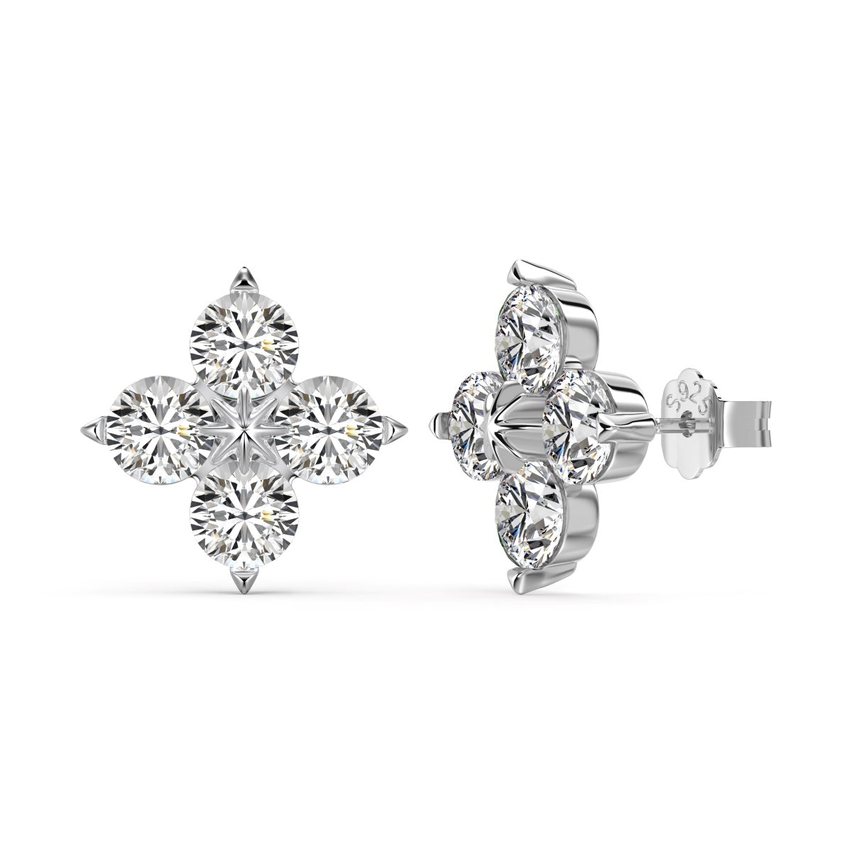 [Clover Jewelrys]Four-Leaf Clover Eight-Pointed Star Earrings