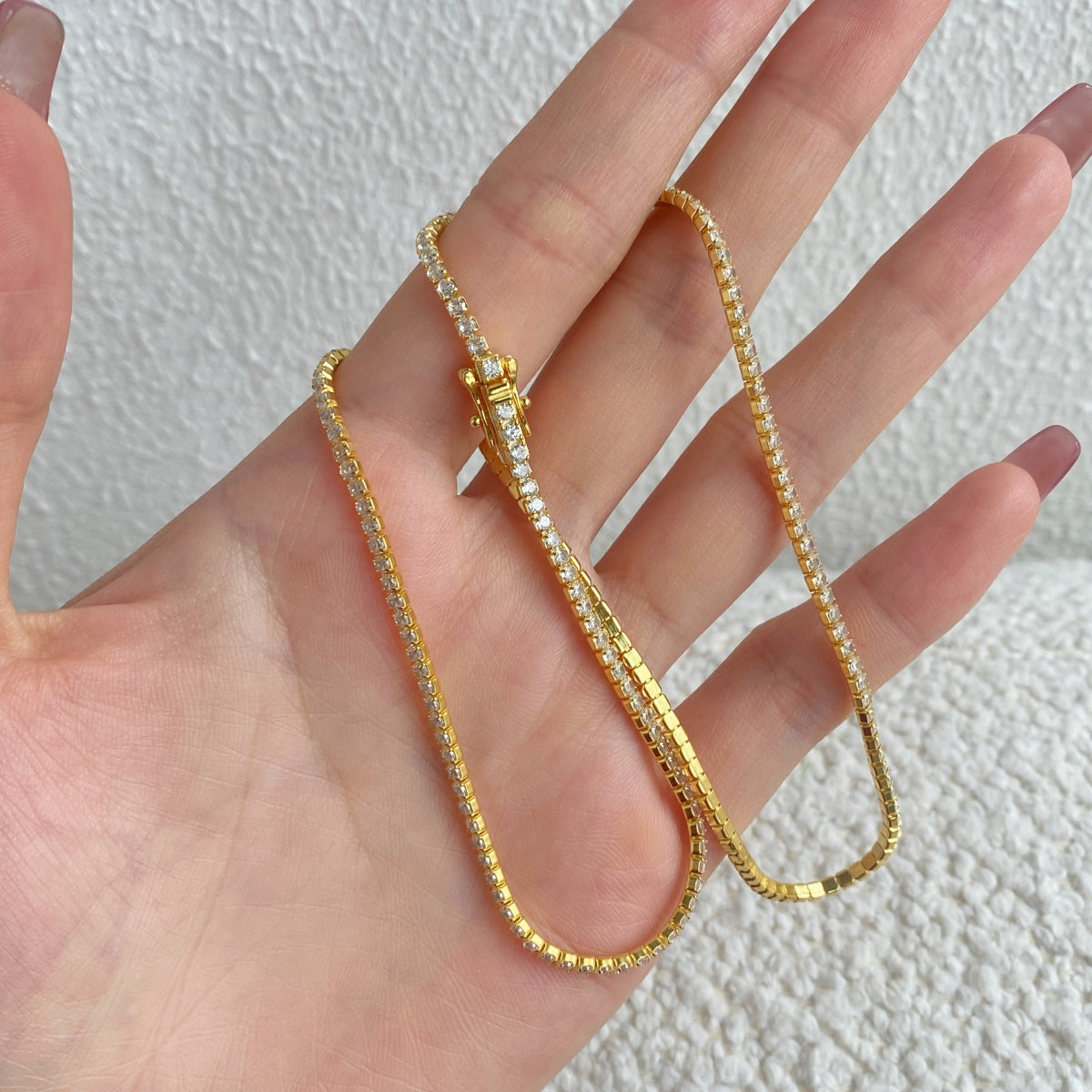 [Clover Jewelrys]Delicate Round Shape Tennis Necklace