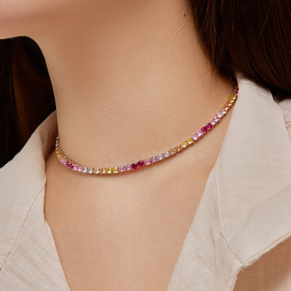 [Clover Jewelrys]Delicate Colorful Tennis Necklace