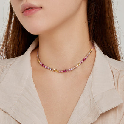 [Clover Jewelrys]Delicate Colorful Tennis Necklace