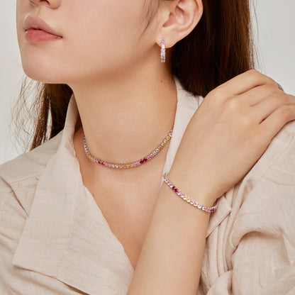 [Clover Jewelrys]Delicate Colorful Tennis Necklace